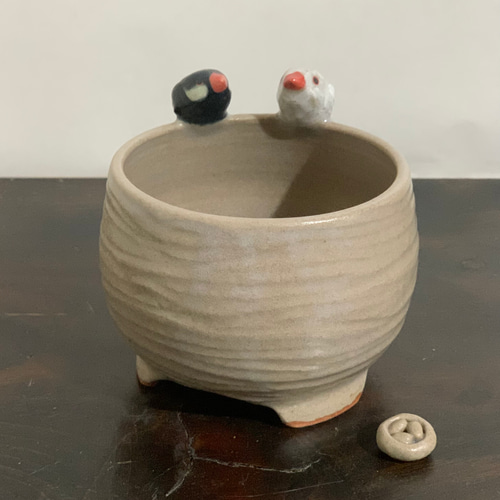 陶器 文鳥さんの植木鉢 一輪挿し・花瓶・花器 TUTI no TE 通販