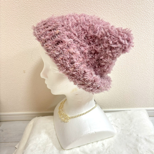 2wayリバーシブル猫耳ニット帽〈ブルーミックス〉 ニット帽・ビーニー