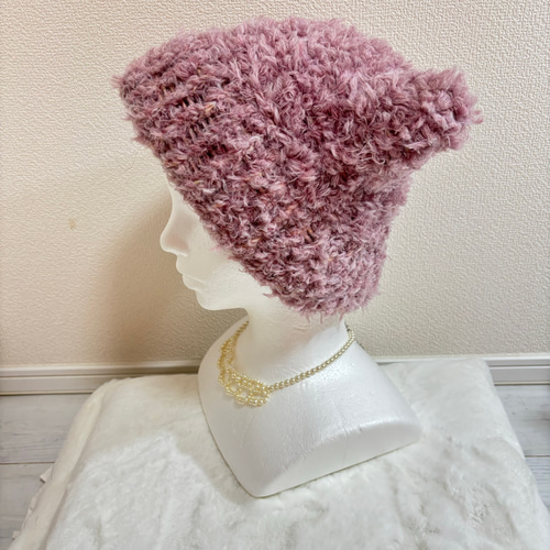 2wayリバーシブル猫耳ニット帽〈ブルーミックス〉 ニット帽・ビーニー