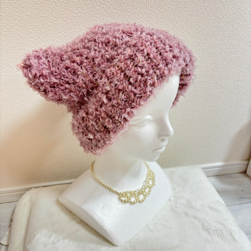 2wayリバーシブル猫耳ニット帽〈ブルーミックス〉 ニット帽・ビーニー