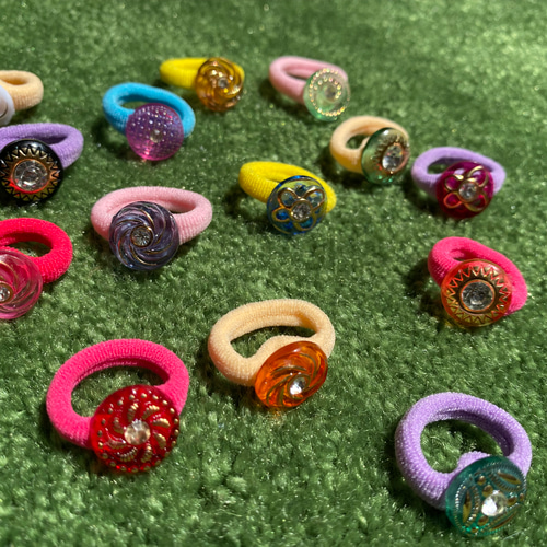 未使用　昭和レトロ　ファンシーヘアゴム　24個　台紙付き　雑貨　昭和40年代 新品】 昭和レトロ 昭和ファンシー ヘアゴム かめさん 時計