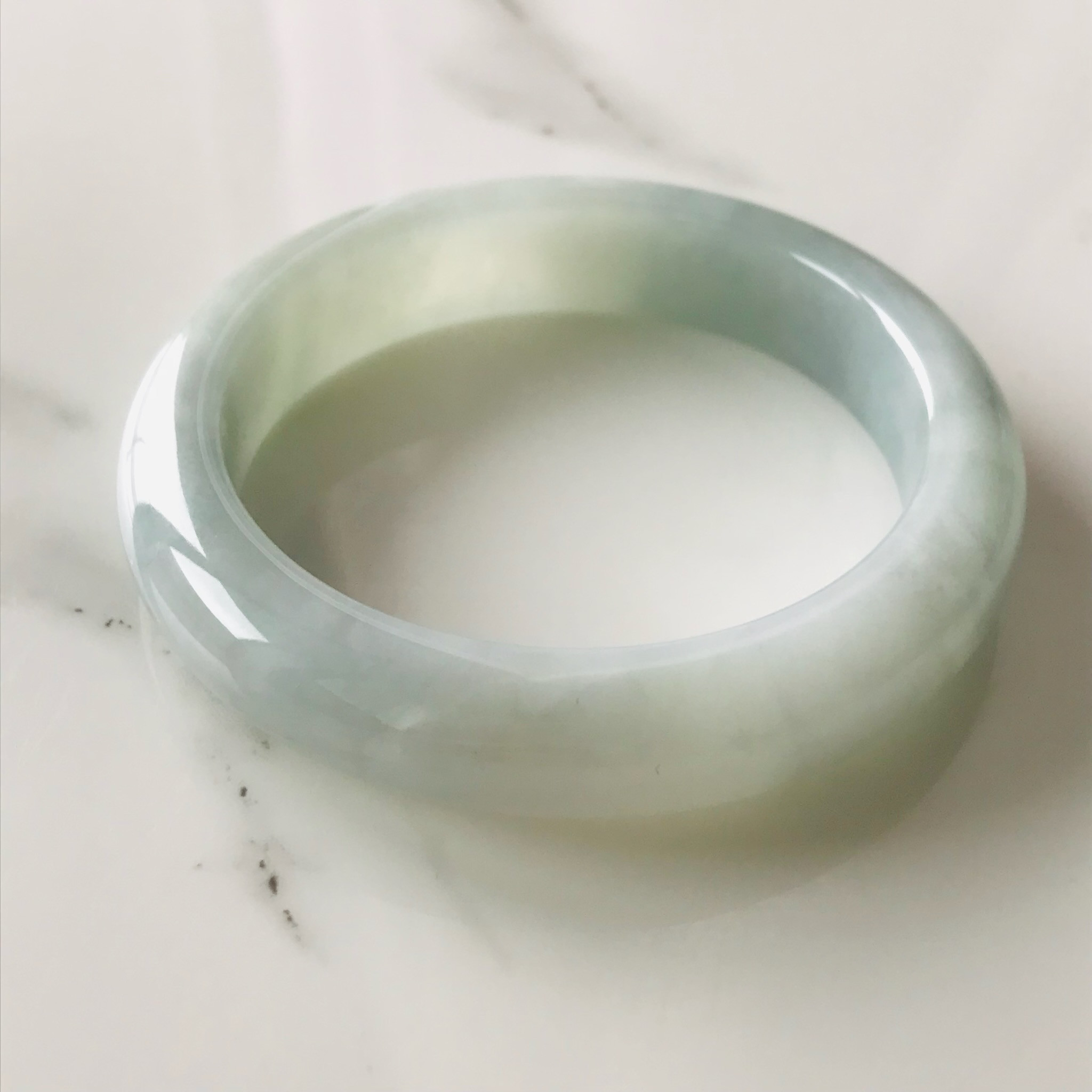 【B810-0146】ジェイド　翡翠　ヒスイ　バングル　一点もの　希少　ブレスレット　ミャンマー産　50.5mm