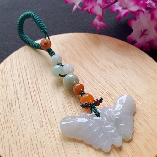 翡翠 天然石 ヒスイ 翡翠 彫刻 翡翠キーホルダー ストラップ