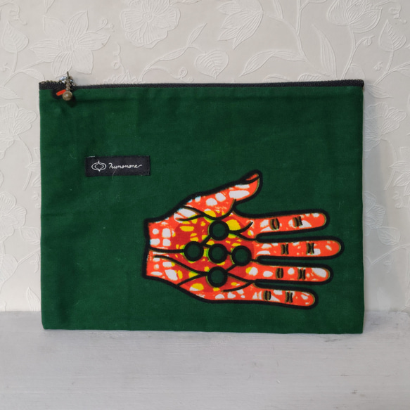 アフリカ布フラットポーチ2個セットハンドメイド アフリカ布フラット