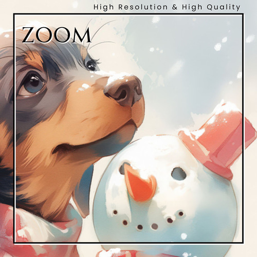 雪犬戯舞 - ダックスフンド犬 No.1】クリスマス・ブラックタン・冬