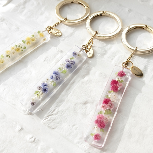 キーホルダー】花彩（かさい） 青色 お花のキーホルダー レジン
