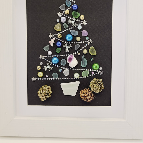 ④【雪だるまfamily】クリスマス シーグラスアート Amazon.co.jp: シーグラスアート 雪だるま スノーマン オシャレ