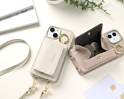 iPhone10 リアケース カラーリアケース 【 BOX型コインケース付き カードケース 】 名入れ