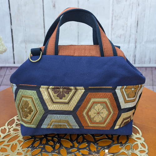 着物・帯リメイクバック 『オビカラbag』 帆布M2タイプ 手提げ、ばね