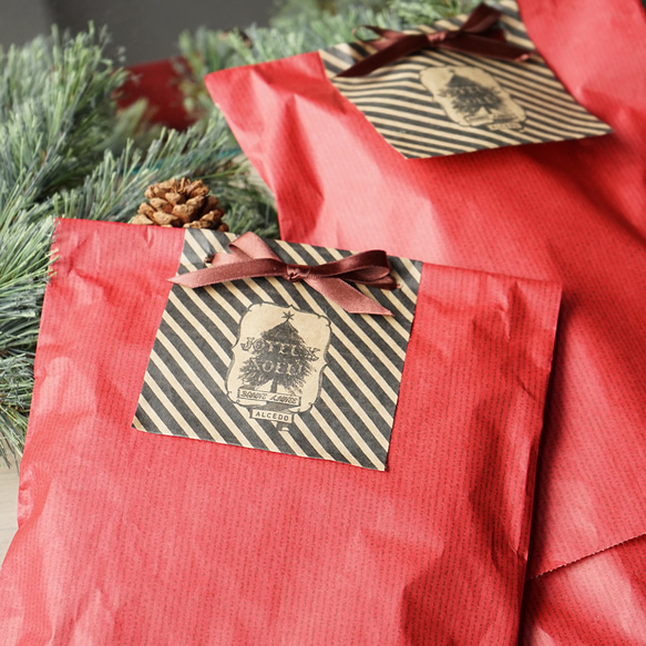 クリスマス限定 タイツ２足セット ウエストゴム調整 マタニティ対応　アランマスタード プランターチャコール 3枚目の画像