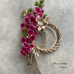 しめ縄★胡蝶蘭⑤椿　お正月飾り　しめ縄リース　しめ飾り　紅白 早割中！【しめ縄】紅白の椿と胡蝶蘭のお正月飾り しめ縄 しめ縄