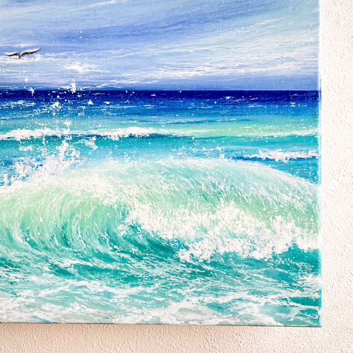 blue Cosmo 絵画アート原画　パステル画 特集掲載作品＊ Earth【原画】波の音とカモメ〜大人ブルー (チョーク