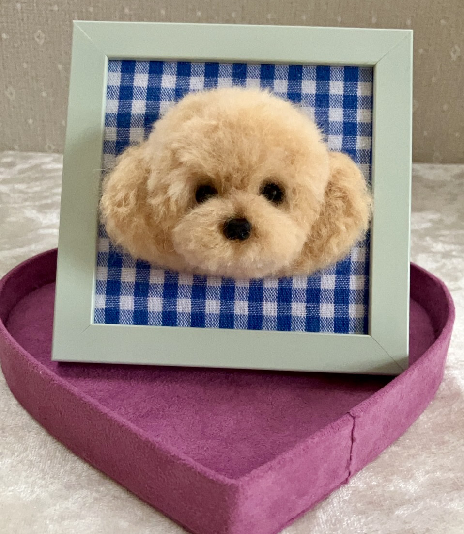 ♡いつも一緒だね♡ 【羊毛フェルトの額入りトイプードルちゃん