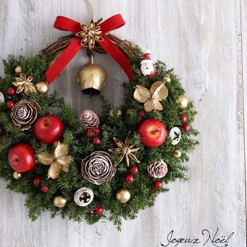 クリスマスリース(18) 22 X 20 cm ～ひょっこりサンタ～ リース AJU