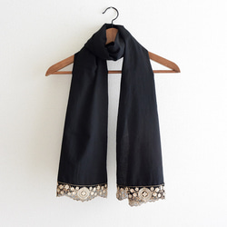 箱入り naturalbasic レース 刺繍入りストール 受注制作】インド刺繍レース飾りのふわふわガーゼボイルストール