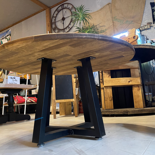 在庫あり即納丸テーブルテーブル机ダークブラック杉棚天然木