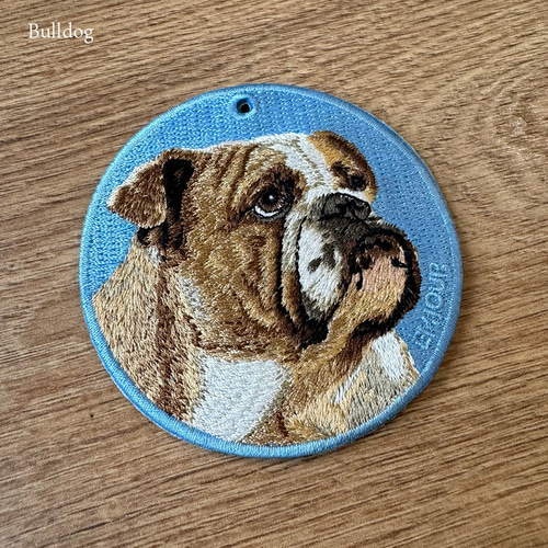 キーホルダー 刺繍 ブルドッグ 誕生日 犬 キーチェーン プレゼント