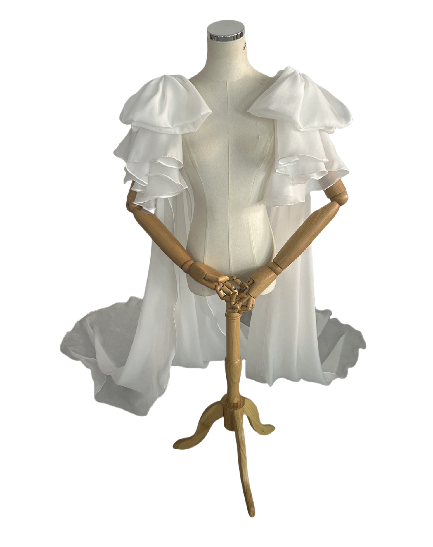 リボン ふわふわ袖 可愛い ふんわりシフォン ブライダル 前撮り 抜群のおしゃれ見え ウェディングドレス