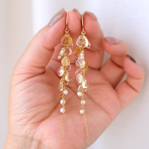 14kgfラブラドライト・オレンジシトリンピアス/イヤリング 14kgfラブラドライト・オレンジシトリンピアス/イヤリング