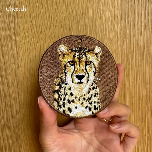 キーホルダー 刺繍 チーター ヒョウ柄 キーチェーン プレゼント