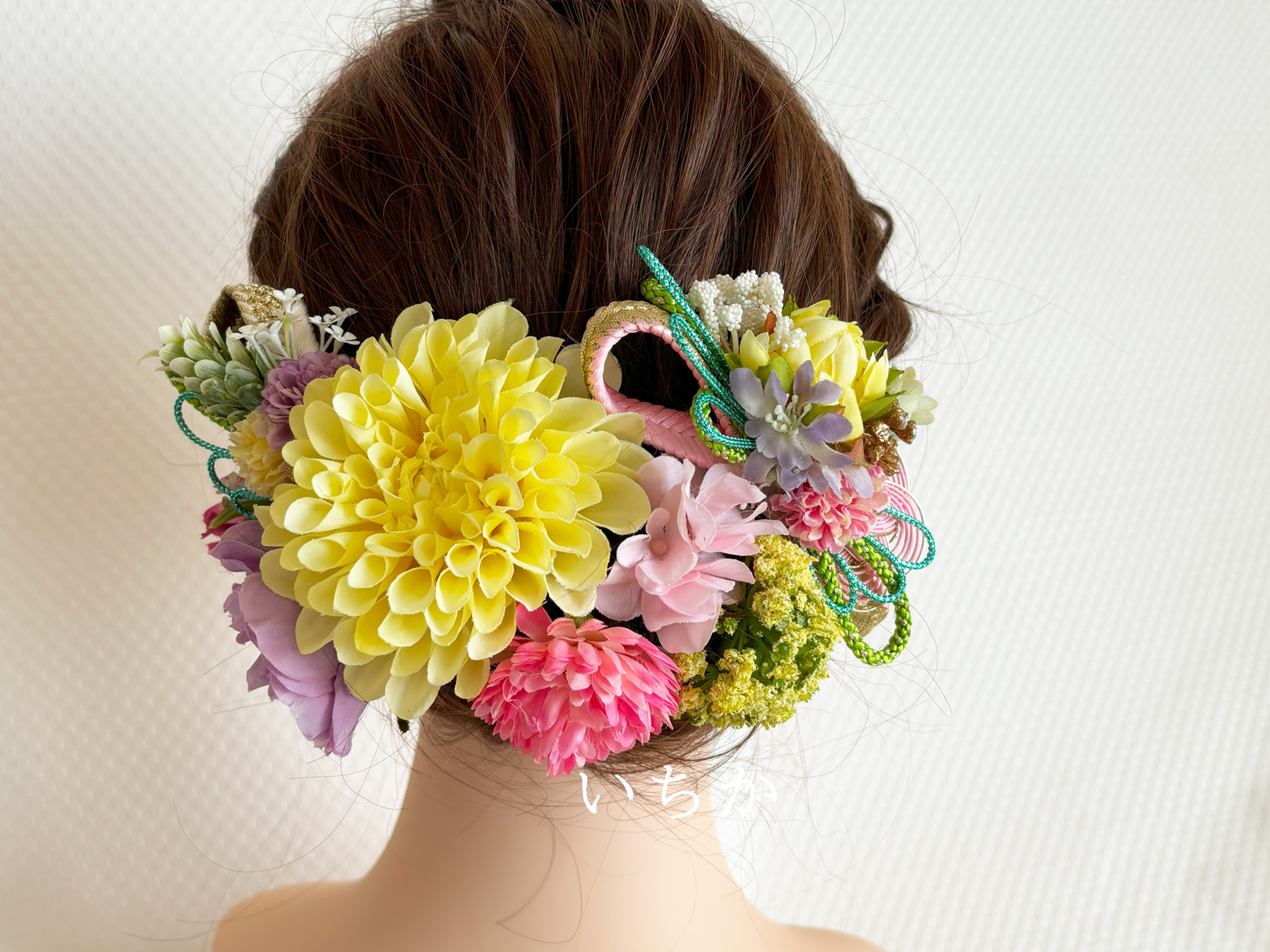 ≪和装髪飾り・振袖、袴に≫アレンジ自在！ヘアパーツ＊パステルイエロー彩り＊9本セット（HP002）