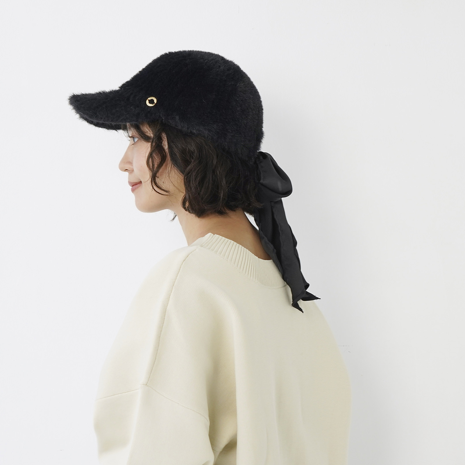 【サイズ調節可能】エコファーサーモキャップ/ブラック　245-11-206　【消臭】