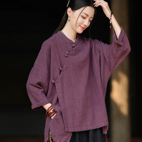 【スペシャル】紫インディゴリネン コットン　メティス　襟縫い付け スペシャル】紫インディゴリネン コットン メティス 襟縫い付け