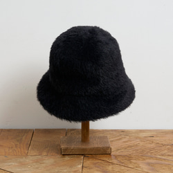 防紫外線/可調式尺寸生態皮草保暖漁夫帽/黑色 245-11-205 [除臭] 第9張的照片