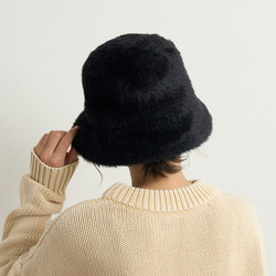防紫外線/可調式尺寸生態皮草保暖漁夫帽/黑色 245-11-205 [除臭] 第3張的照片