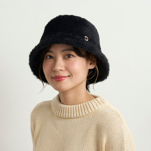 防紫外線/可調式尺寸生態皮草保暖漁夫帽/黑色 245-11-205 [除臭] 第5張的照片