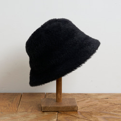 防紫外線/可調式尺寸生態皮草保暖漁夫帽/黑色 245-11-205 [除臭] 第10張的照片