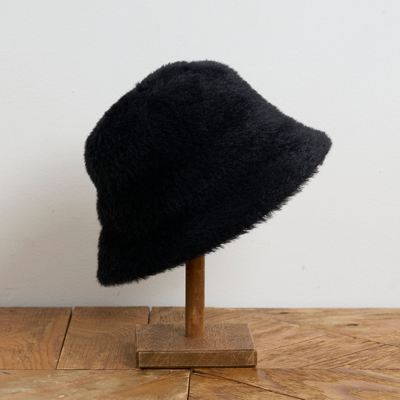 防紫外線/可調式尺寸生態皮草保暖漁夫帽/黑色 245-11-205 [除臭] 第10張的照片