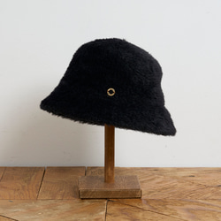 防紫外線/可調式尺寸生態皮草保暖漁夫帽/黑色 245-11-205 [除臭] 第8張的照片