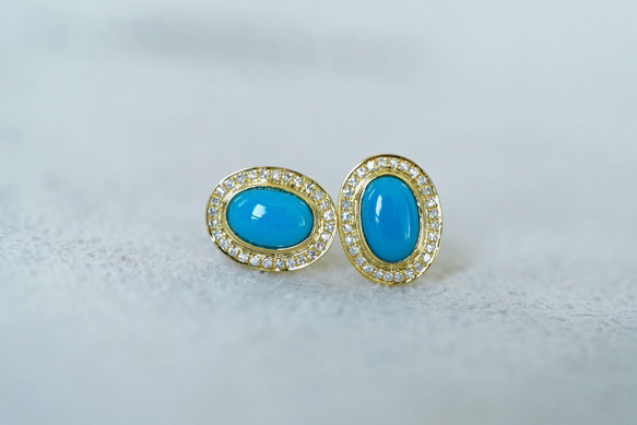 K18ターコイズ石のオーバルスタッドピアス TAKE-UP ONLINE SHOP/テイク