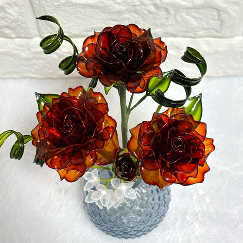 ミニ薔薇の花束 〜薔薇～ ディップフラワー アメリカンフラワー 3本