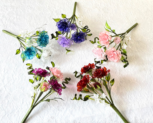 ミニ薔薇の花束 〜薔薇～ ディップフラワー アメリカンフラワー 3本