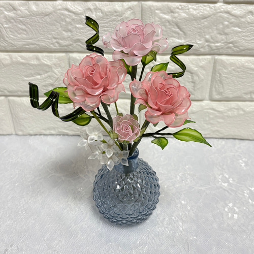 ミニ薔薇の花束 〜薔薇～ ディップフラワー アメリカンフラワー 3本