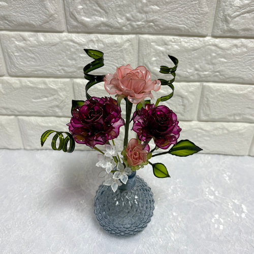 ミニ薔薇の花束 〜薔薇～ ディップフラワー アメリカンフラワー 3本