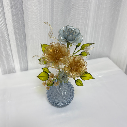 ミニ薔薇の花束 〜薔薇～ディップアート アメリカンフラワー 3本