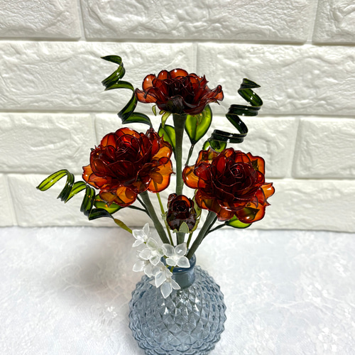 ミニ薔薇の花束 〜薔薇～ ディップフラワー アメリカンフラワー 3本