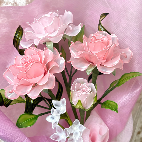 ミニ薔薇の花束 〜薔薇～ ディップフラワー アメリカンフラワー 3本