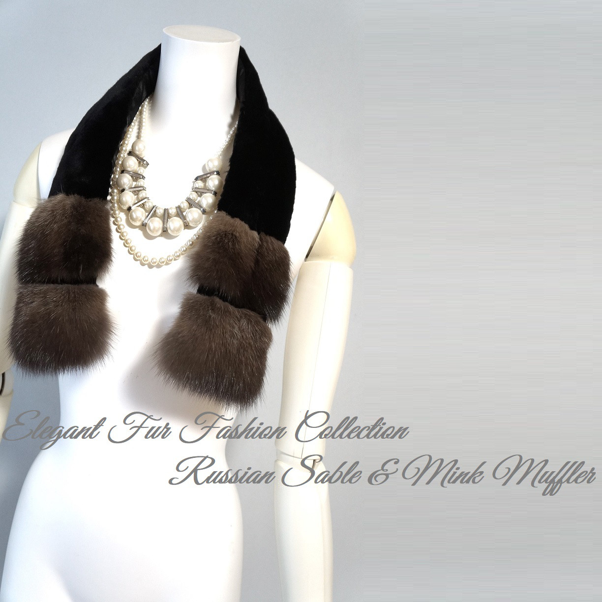 □美品□sable 毛皮 セーブル ストール セーブルヤーン フリンジ 大判  