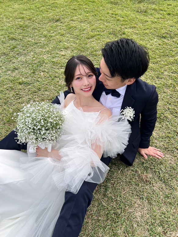 実例写真！ 人気上昇！ウェディングドレス ツーピース ビーズ クレープ  