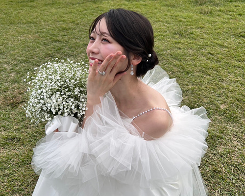 実例写真！ 人気上昇！ウェディングドレス ツーピース ビーズ クレープ  