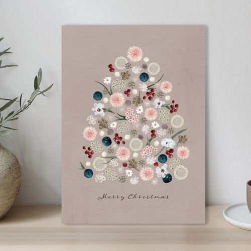 Xmas クリスマスツリー インテリアポスター 〈ボタニカルピンク
