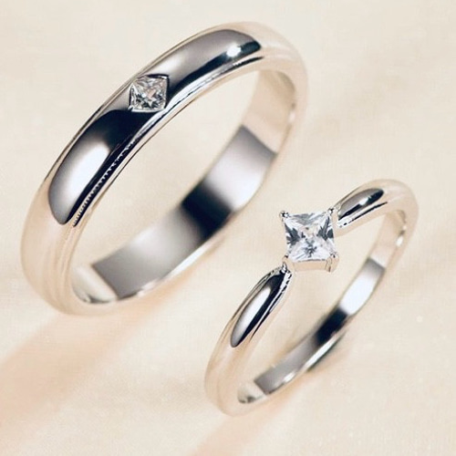 カップルペアリング 結婚指輪　S925 シルバー　リング　カップル ペアリング カップル 2点セット フリーサイズ シルバー 925 CZ