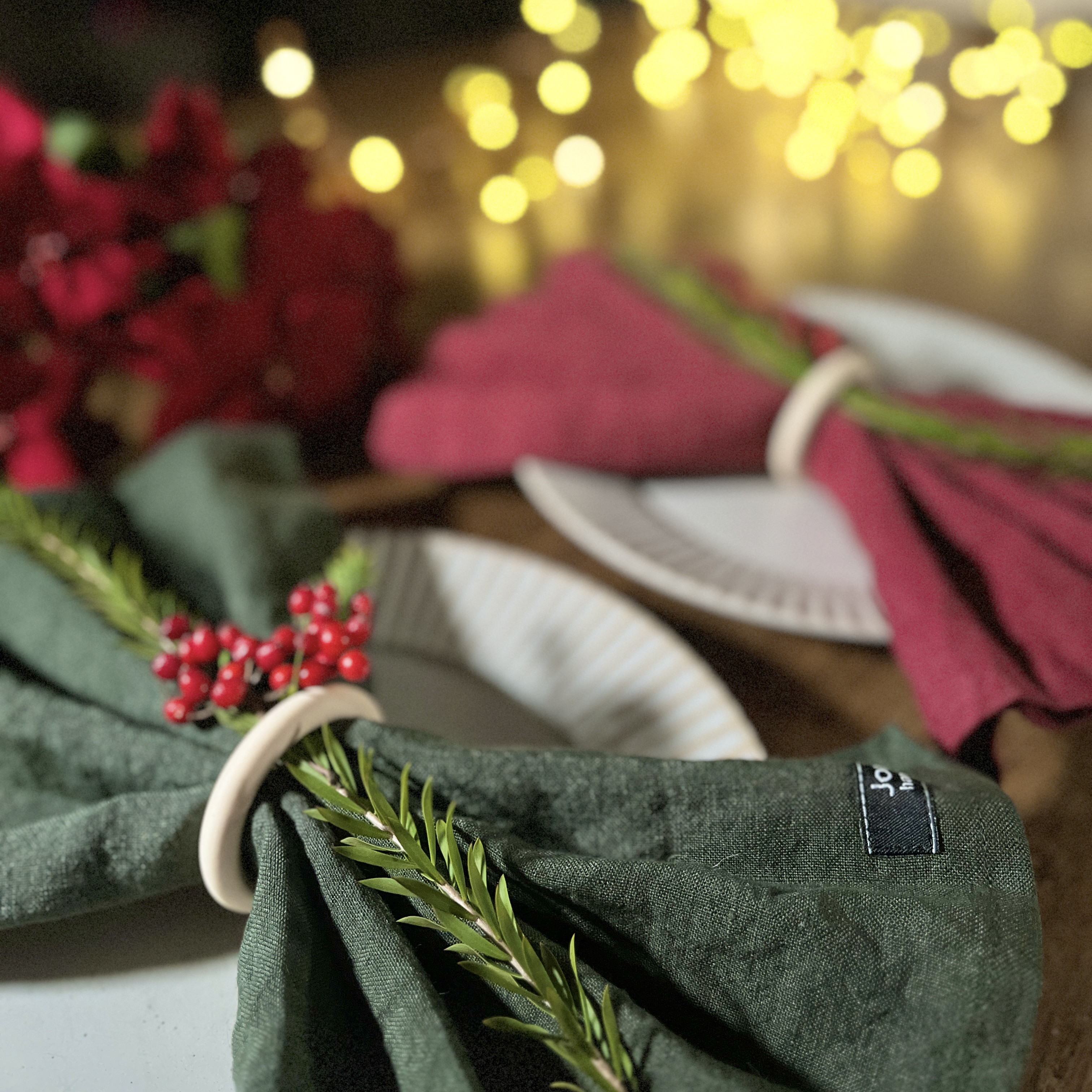 【クリスマス限定】リネンクロス2枚組(ナフキンリング付)