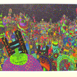 過去からの救援要請　高見沢耳のジクレー版画作品　一点物の版画作品です(A4サイズ 過去からの救援要請高見沢耳のジクレー版画作品一点物の版画作品