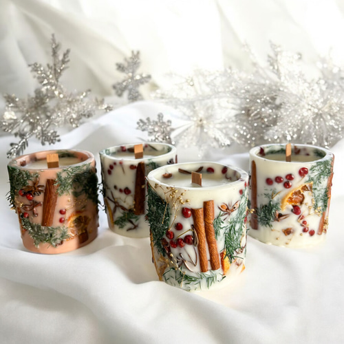 再販】⭐️クリスマスインテリア ボタニカルクリスマスキャンドル