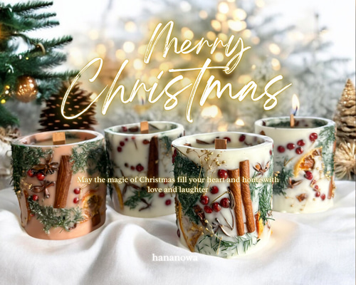 再販】⭐️クリスマスインテリア ボタニカルクリスマスキャンドル